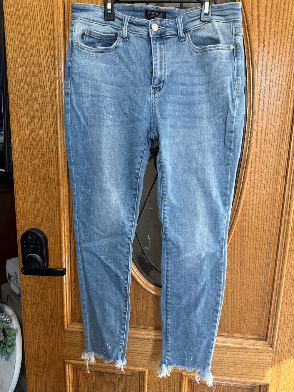 Judy Blue Paint Splatter Raw Hem Skinny Jeans Women’s 13/31
